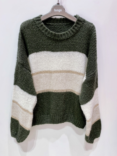 Grossiste Fengo by Pretty Collection - Pull large rayé en mohair