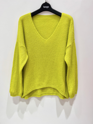 Großhändler Fengo by Pretty Collection - Pullover aus Mohair mit weitem V-Ausschnitt
