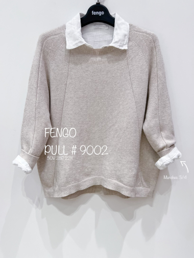 Großhändler Fengo by Pretty Collection - 3/4-Ärmel, nahtloser Pullover