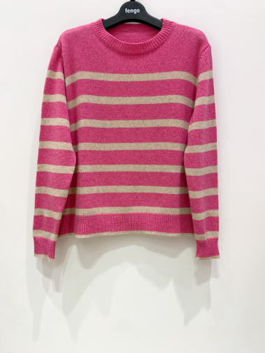 Wholesaler Fengo by Pretty Collection - Short-sleeved sweater in wool and cashmere blend