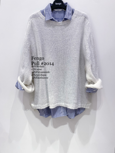 Wholesaler Fengo by Pretty Collection - Seamless jumper with ruffles, knitted in Italy