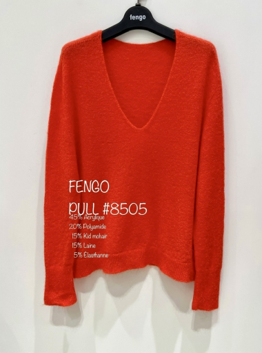 Wholesaler Fengo by Pretty Collection - 3D V sweater (15%kid mohair)