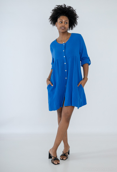 Wholesaler Fengo by Pretty Collection - Buttoned dress in cotton