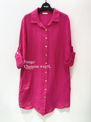 Mayorista Fengo by Pretty Collection - Vestido camisero de lino