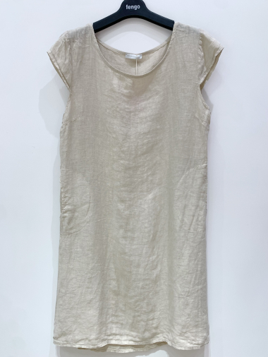 Wholesaler Fengo by Pretty Collection - Short sleeve linen mini dress