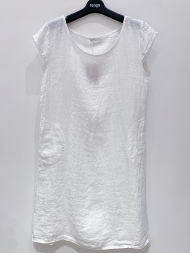 Wholesaler Fengo by Pretty Collection - Short sleeve linen mini dress