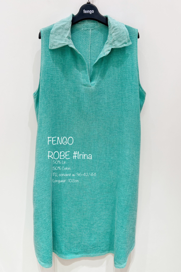 Wholesaler Fengo by Pretty Collection - Wide linen/cotton blend dress