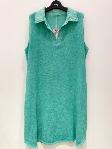 Wholesaler Fengo by Pretty Collection - Wide linen/cotton blend dress