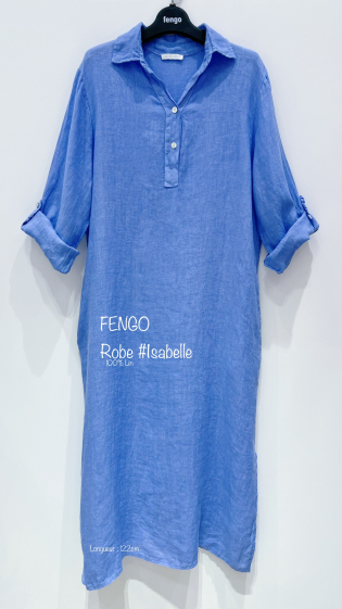 Grossiste Fengo by Pretty Collection - Robe longue en lin