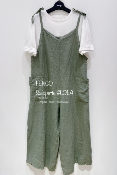 Wholesaler Fengo by Pretty Collection - Linen overalls with tie straps