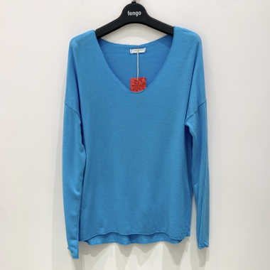 Großhändler Fengo by Pretty Collection - Einfacher dünner Pullover