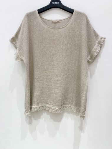 Grossiste Fengo by Pretty Collection - Tee shirt basique en lin/coton