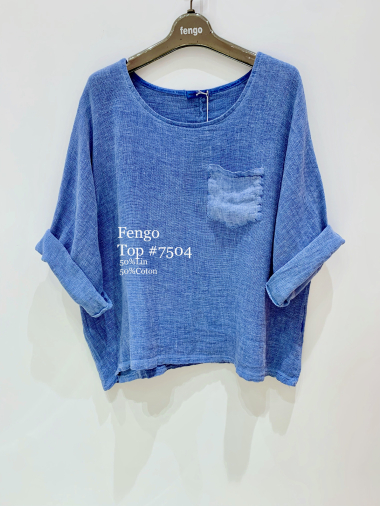 Großhändler Fengo by Pretty Collection - T-Shirt aus Leinen-/Baumwollmischung