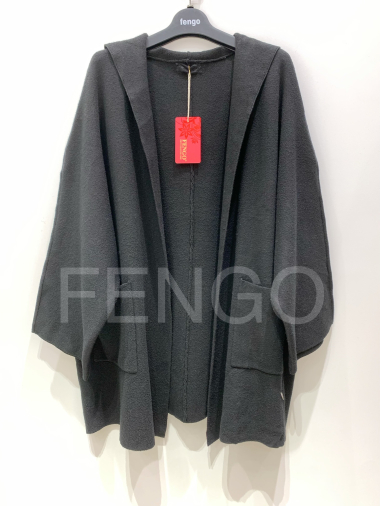 Grossiste Fengo by Pretty Collection - Veste large à capuche et manches 7/8