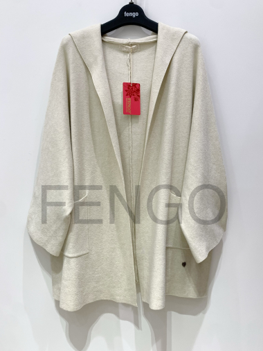 Grossiste Fengo by Pretty Collection - Veste large à capuche et manches 7/8