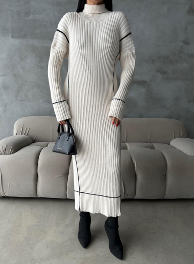 Wholesaler FENOMEN - Long Knitted Dress With Stand Collar