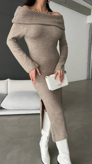Wholesaler FENOMEN - Long Knitted Dress with Slits