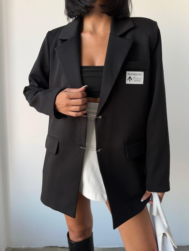 Wholesaler FENOMEN - Pinned Black Oversized Blazer Jacket