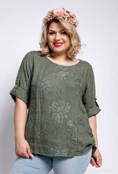 Wholesaler Fidèle - Embroidered linen blouse