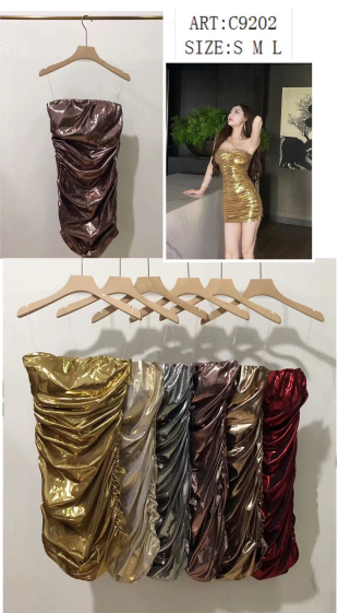 Großhändler Flam Mode - Trägerloses Kleid mit Metallic-Effekt