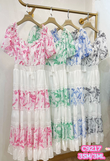 Wholesaler Flam Mode - Flower print and lace dress