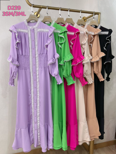 Großhändler Flam Mode - Langes Kleid mit langen Ärmeln