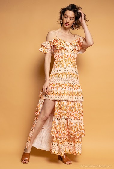 Großhändler Flam Mode - Printed dress with ruffles