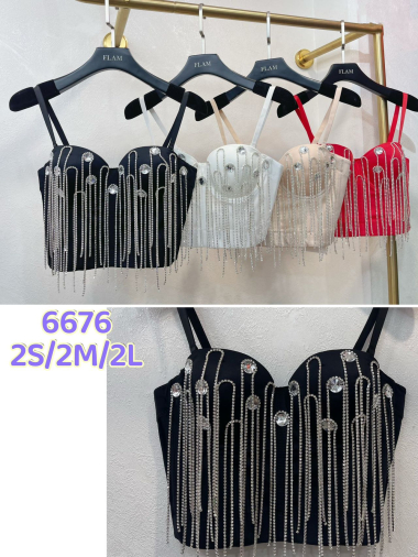 Grossiste Flam Mode - Top bustier corset avec strass
