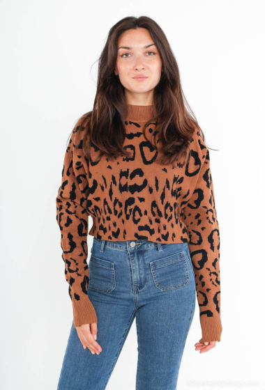 Wholesaler FLAMANT ROSE - Jaguar-print knitted sweater