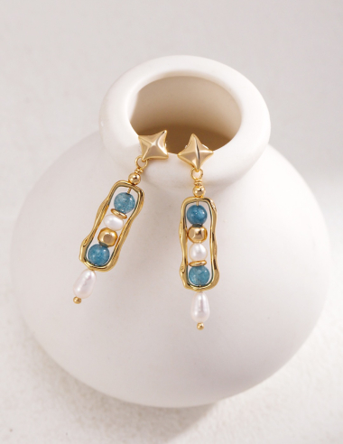 Wholesaler Flyja - 925 silver Amazonite stone earrings