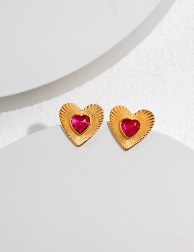 Wholesaler Flyja - Zirconium heart chip earrings