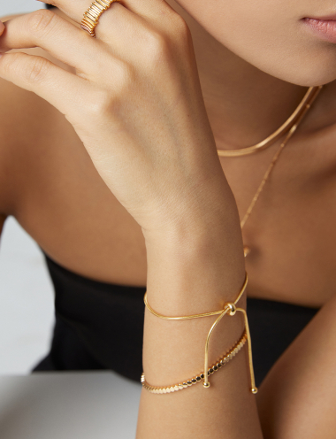 Wholesaler Flyja - Adjustable 18k gold plated chain bracelet