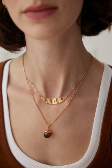 Wholesaler Flyja - Egyptian style golden necklace in 18 carat fine gold