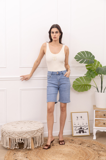 Wholesaler FOLYROSE - Plus size jean Bermuda shorts