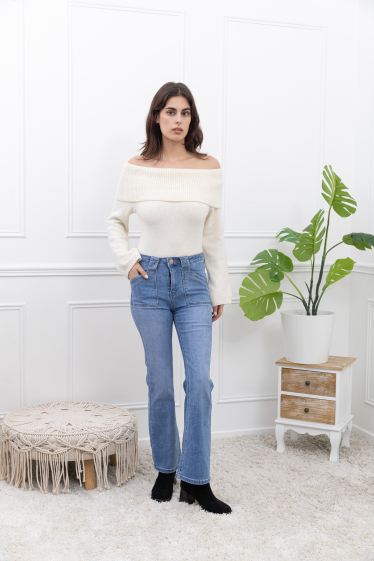 Großhändler FOLYROSE - Jeans mit goldenen Knöpfen