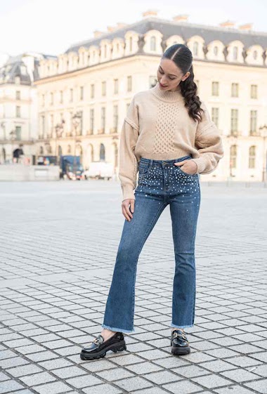 Wholesaler FOLYROSE - Flared jeans with strass