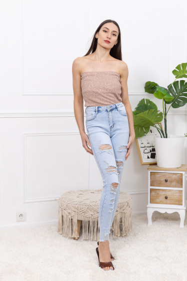 Wholesaler FOLYROSE - Destroyed skinny jeans