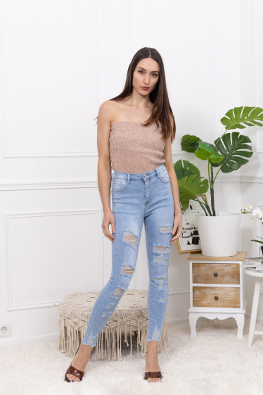 Wholesaler FOLYROSE - Destroyed skinny jeans