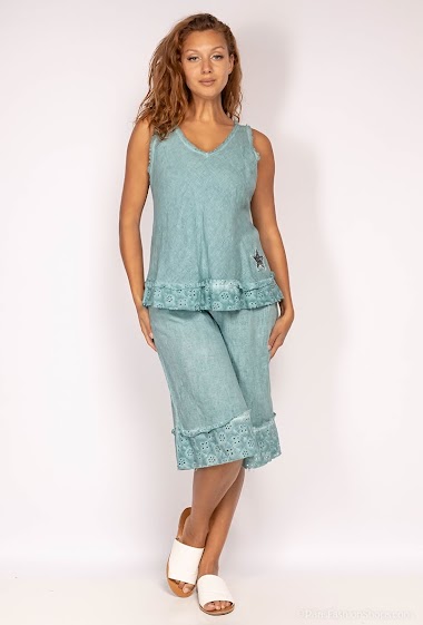 Wholesaler For Her Paris - Bermuda shorts plain in cotton and linen