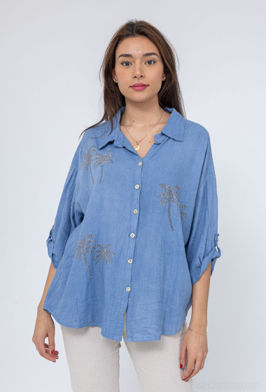 Wholesaler For Her Paris Grande Taille - Palm tree linen shirt