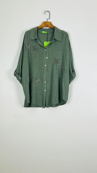Wholesaler For Her Paris Grande Taille - Palm tree linen shirt