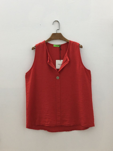 Wholesaler For Her Paris - Plain viscose tank top with one button