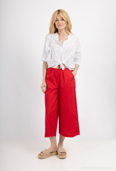 Wholesaler For Her Paris Grande Taille - Short-sleeved mandarin collar shirt in 100% linen