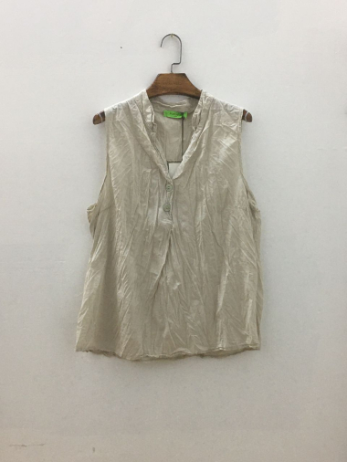 Wholesaler For Her Paris Grande Taille - Tank top in 100% crinkled cotton with 2 real buttons