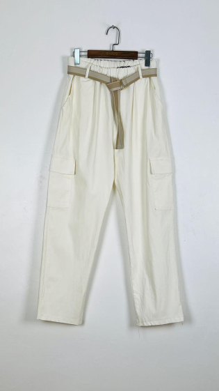 Mayorista For Her Paris Grande Taille - Pantalón cargo liso de algodón con cinturón
