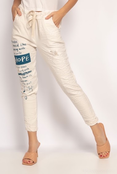 Wholesaler For Her Paris Grande Taille - Crumpled pants with writing