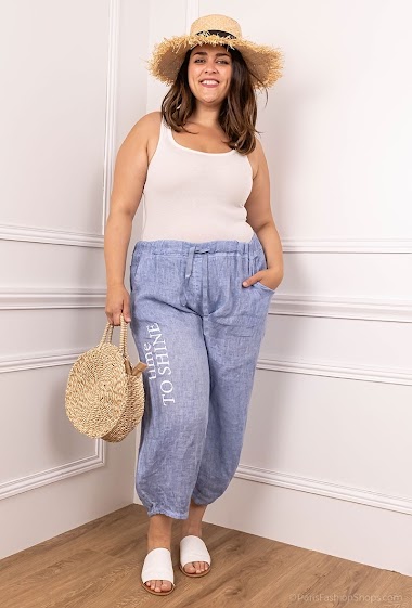 Mayorista For Her Paris Grande Taille - Pantalones grandes de 100% lino