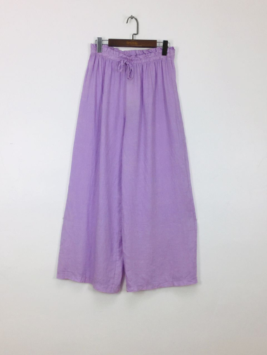 Wholesaler For Her Paris Grande Taille - Wide elasticated plain linen pants