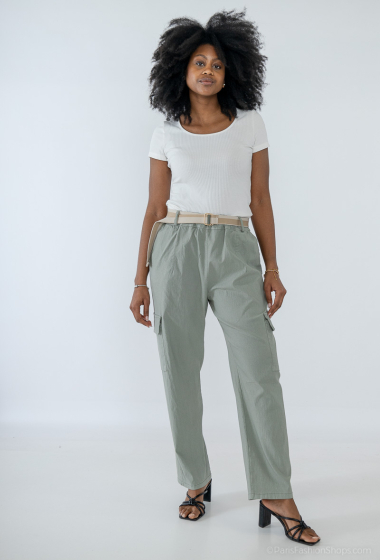 Wholesaler For Her Paris Grande Taille - Plain cotton belted cargo pants