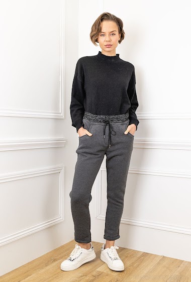 Grossiste For Her Paris Grande Taille - Pantalon uni élastiqué à la taille